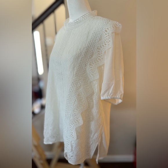 ANDREE BY UNIT White Lace Blouse, 1X - Picture 8 of 13